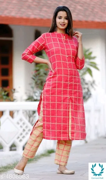 Women's Printed Cotton Slub Kurti - L (Bust Size: 40 in Size Length: 48 in)
